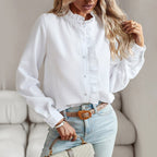 Azalea - Women's Ruffle-Trim Button-Front Blouse
