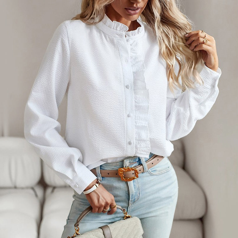 Azalea - Women's Ruffle-Trim Button-Front Blouse