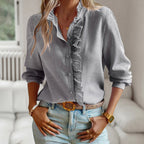 Azalea - Women's Ruffle-Trim Button-Front Blouse