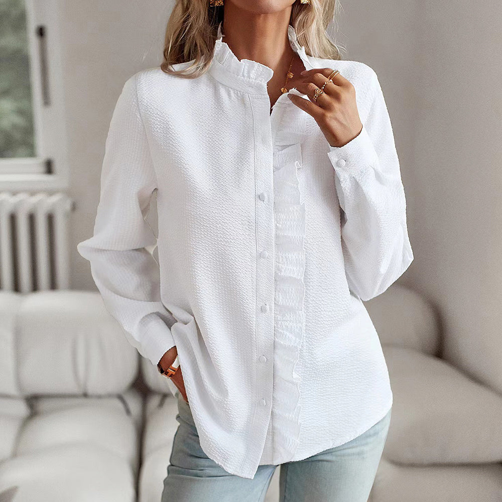 Azalea - Women's Ruffle-Trim Button-Front Blouse