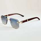 Bali - Rimless Gradient Lens Sunglasses with Wood-Textured Arms
