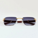 Bali - Rimless Gradient Lens Sunglasses with Wood-Textured Arms