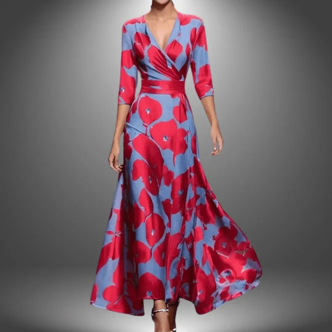 Beatrice - Women's V-Neck Floral Wrap Dress