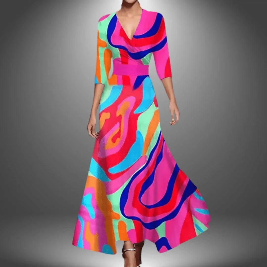 Beatrice - Women's V-Neck Floral Wrap Dress