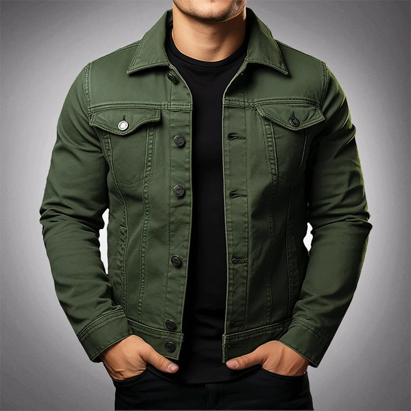 Brady - Men's Button-Front Denim Jacket with Chest Pockets