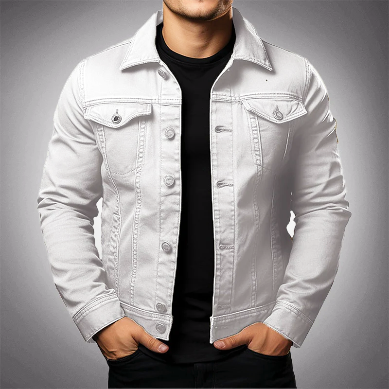 Brady - Men's Button-Front Denim Jacket with Chest Pockets