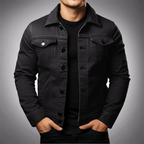 Brady - Men's Button-Front Denim Jacket with Chest Pockets