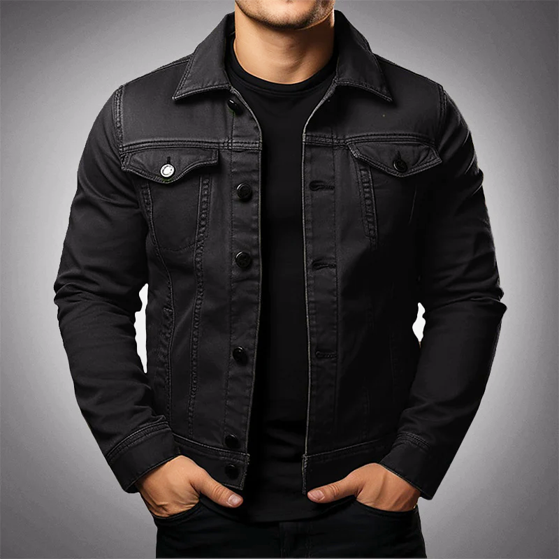 Brady - Men's Button-Front Denim Jacket with Chest Pockets