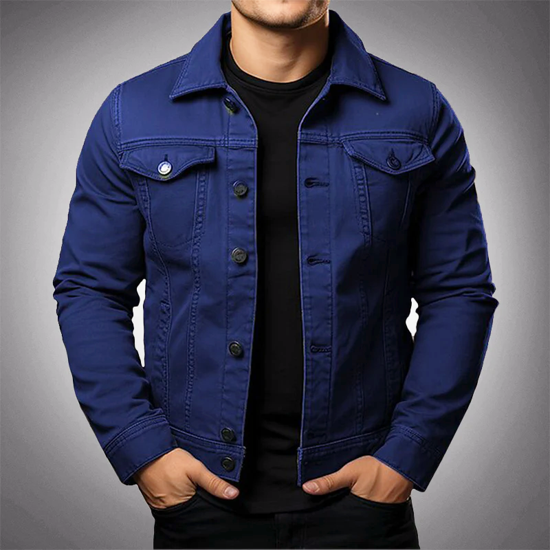 Brady - Men's Button-Front Denim Jacket with Chest Pockets
