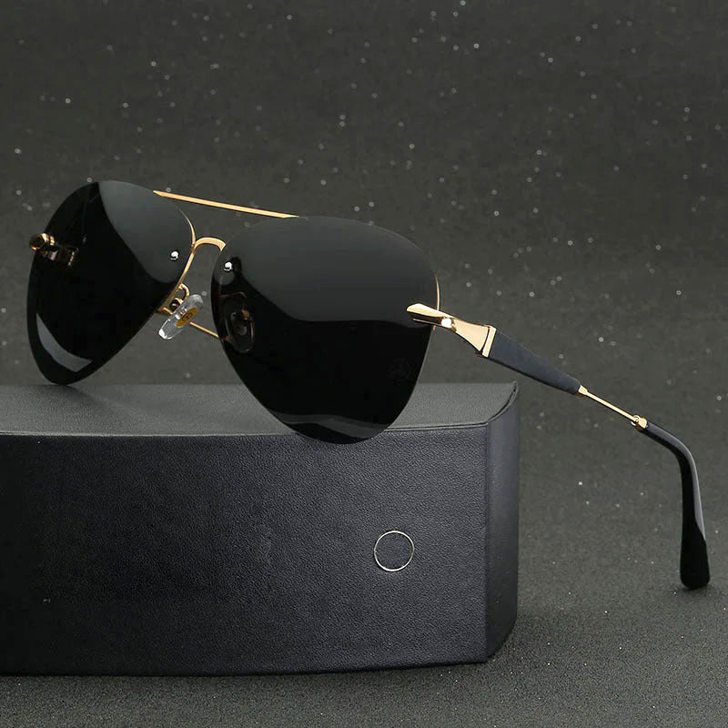 Cabo - Rimless Metal Frame Aviator Sunglasses