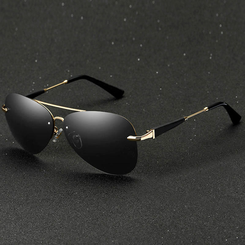 Cabo - Rimless Metal Frame Aviator Sunglasses