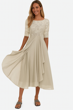 Callie - Women's Lace-Bodice A-Line Dress