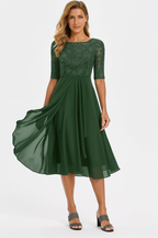 Callie - Women's Lace-Bodice A-Line Dress
