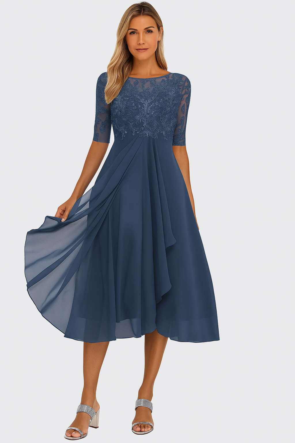 Callie - Women's Lace-Bodice A-Line Dress