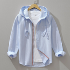Calvin - Men's Long Sleeve Button-Front Hooded Shirt