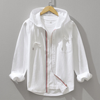 Calvin - Men's Long Sleeve Button-Front Hooded Shirt