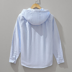Calvin - Men's Long Sleeve Button-Front Hooded Shirt