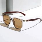 Capri - Square Frame Sunglasses with Wood Temples