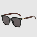 Capri - Square Frame Sunglasses with Wood Temples