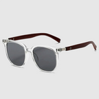 Capri - Square Frame Sunglasses with Wood Temples