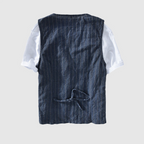 Carlos - Men's Linen Striped Button-Front Vest