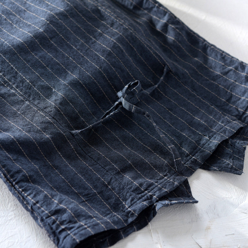 Carlos - Men's Linen Striped Button-Front Vest