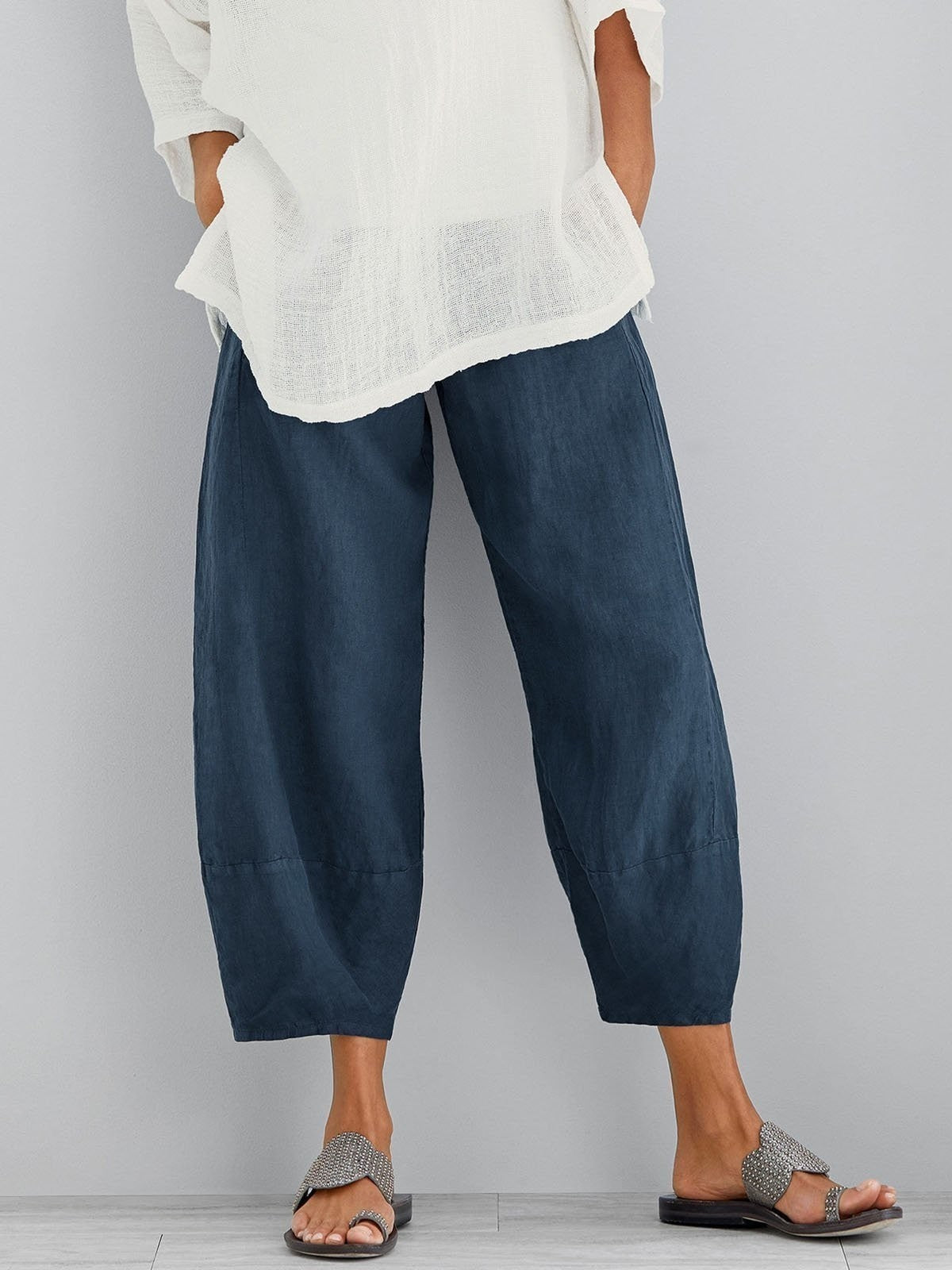 Carmen - Women's Cropped Balloon-Leg Cotton Pants