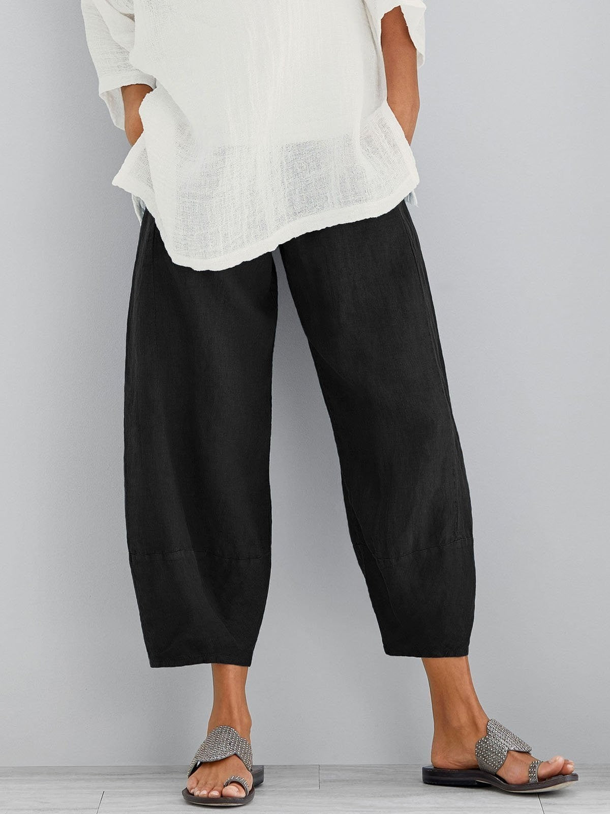 Carmen - Women's Cropped Balloon-Leg Cotton Pants
