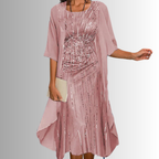 Caroline - Women's Floral Slip Dress with Sheer Open-Front Duster