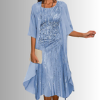 Caroline - Women's Floral Slip Dress with Sheer Open-Front Duster
