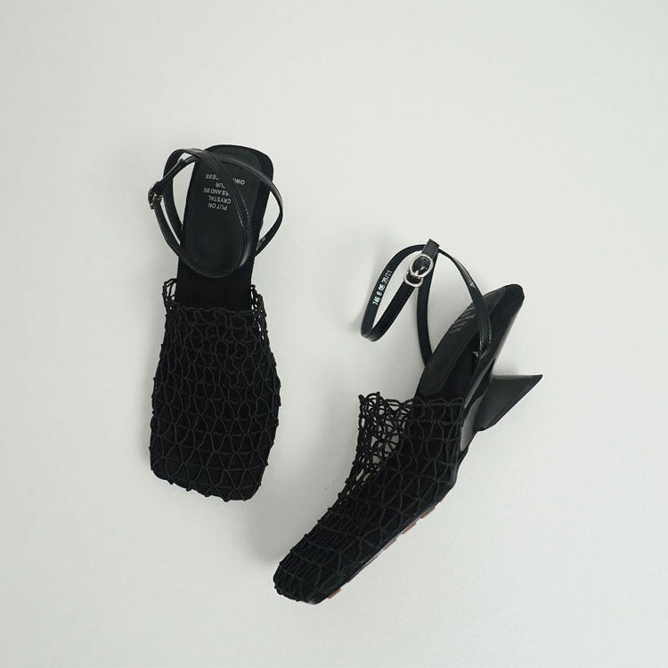 Catherine - Women's Woven Mesh Slingback Heels