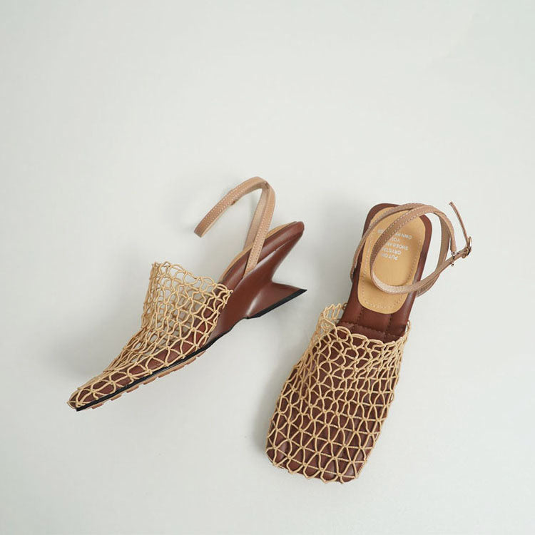 Catherine - Women's Woven Mesh Slingback Heels