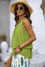 Celestine - Women's Layered Tank Top with Wide-Leg Pants Set
