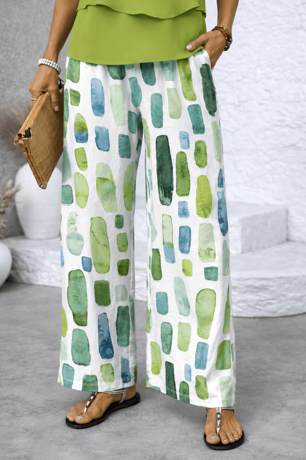 Celestine - Women's Layered Tank Top with Wide-Leg Pants Set