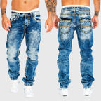 Cesar - Men's Vintage Washed Straight Leg Denim Jeans