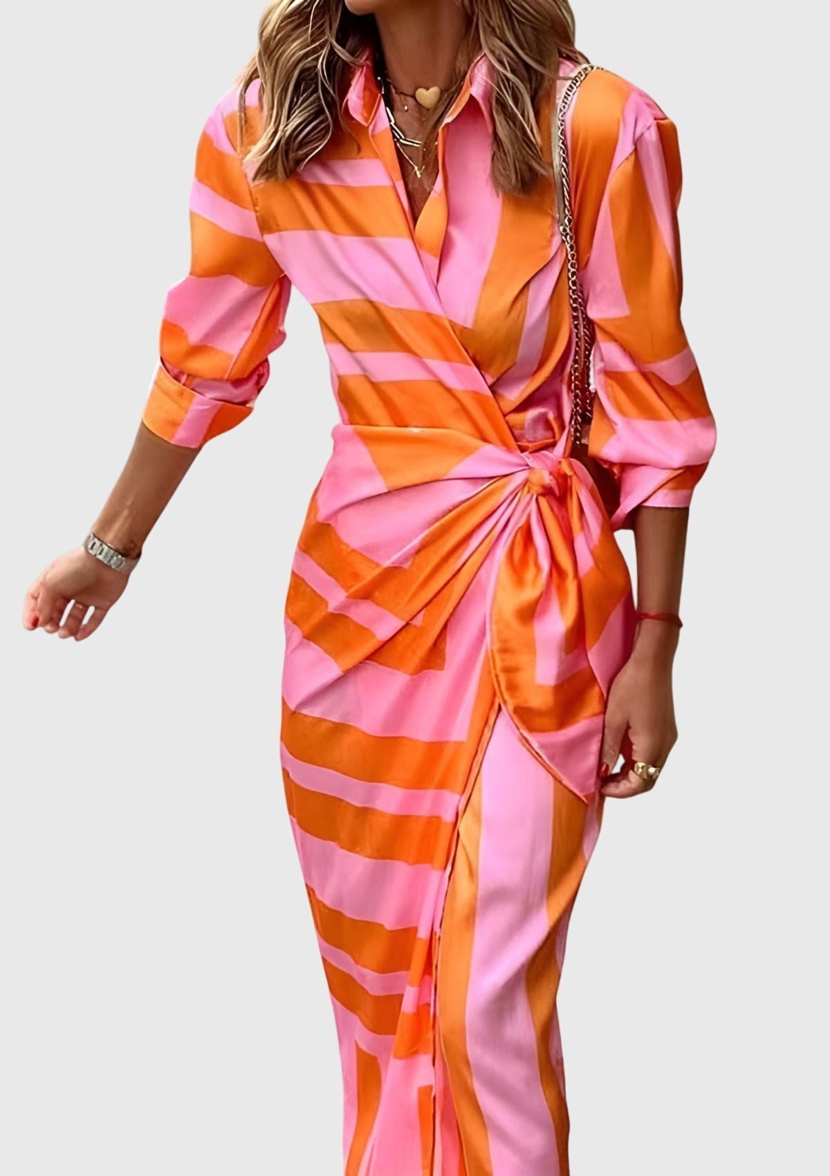 Clara - Women's Striped Wrap Dress