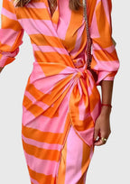 Clara - Women's Striped Wrap Dress