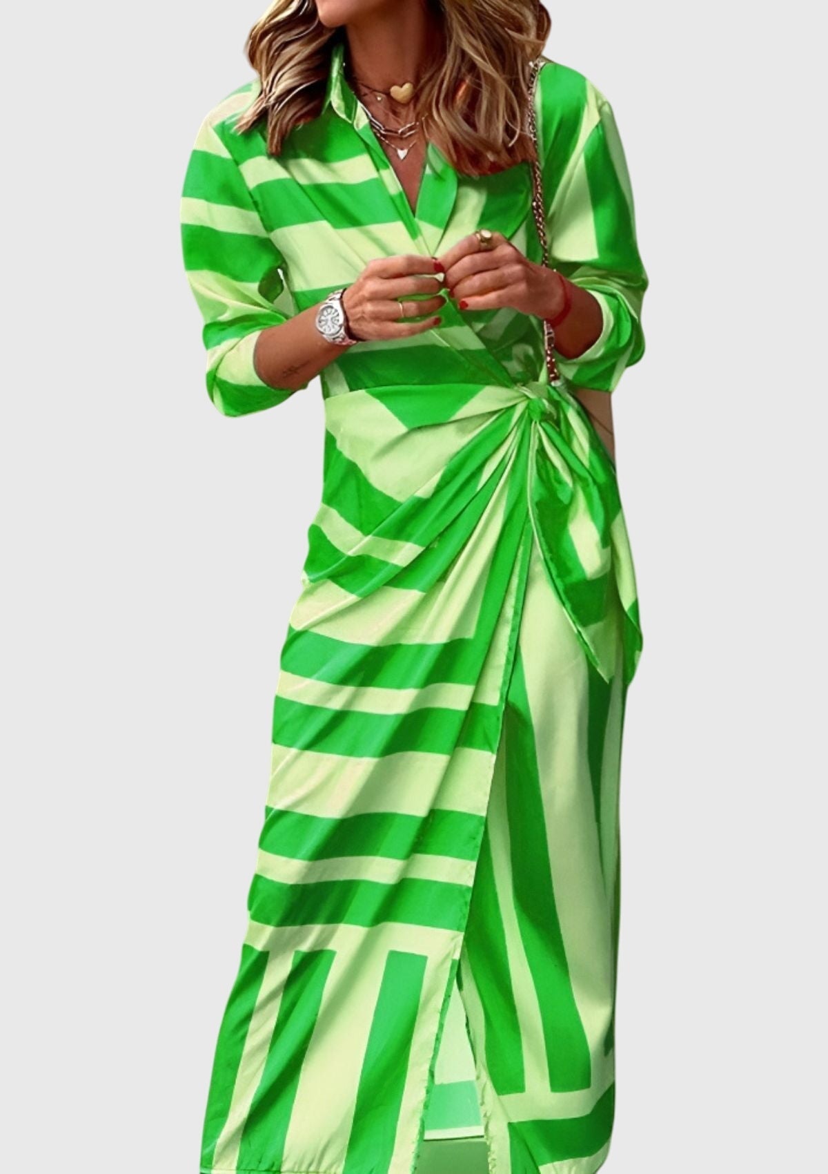 Clara - Women's Striped Wrap Dress