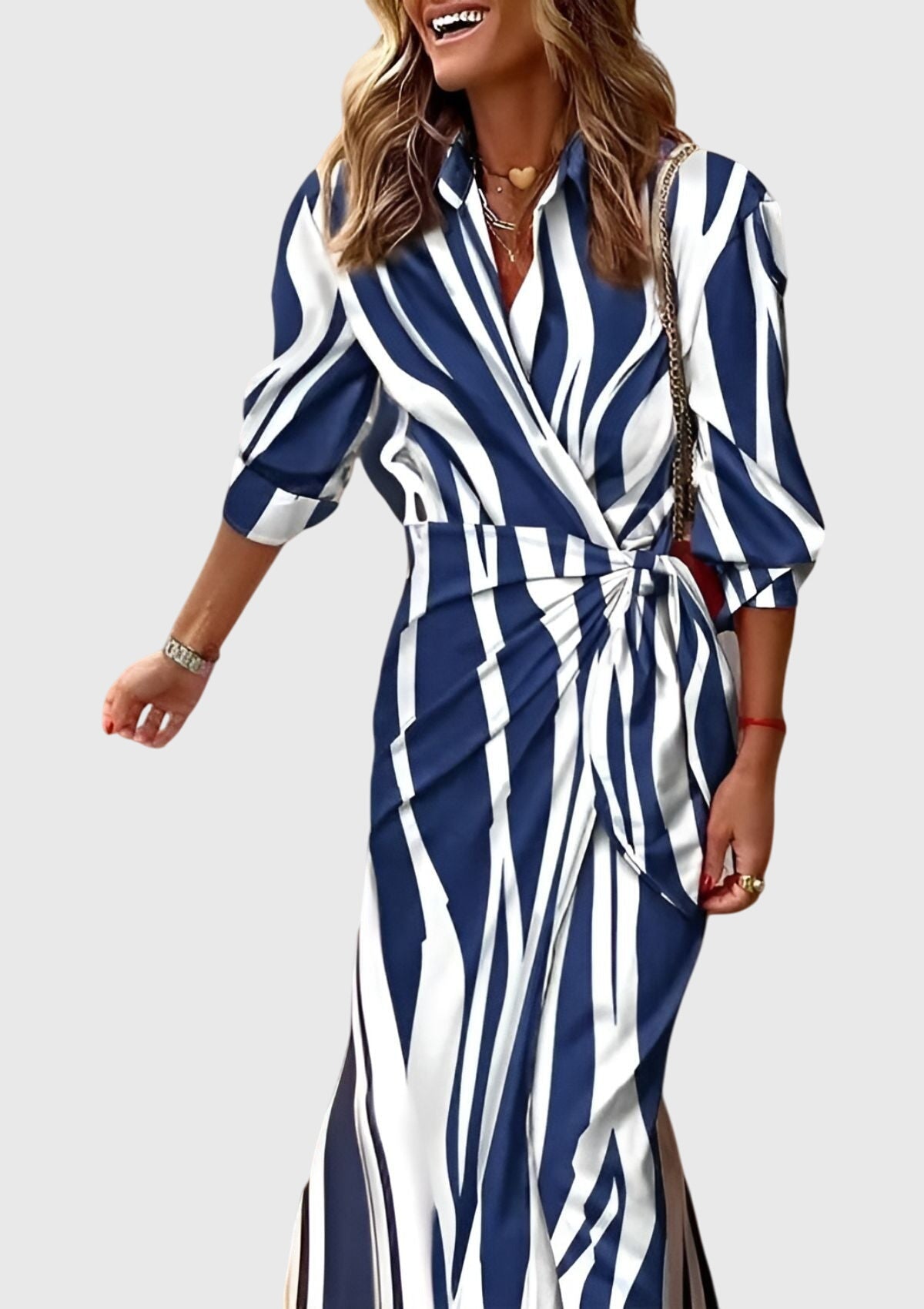 Clara - Women's Striped Wrap Dress