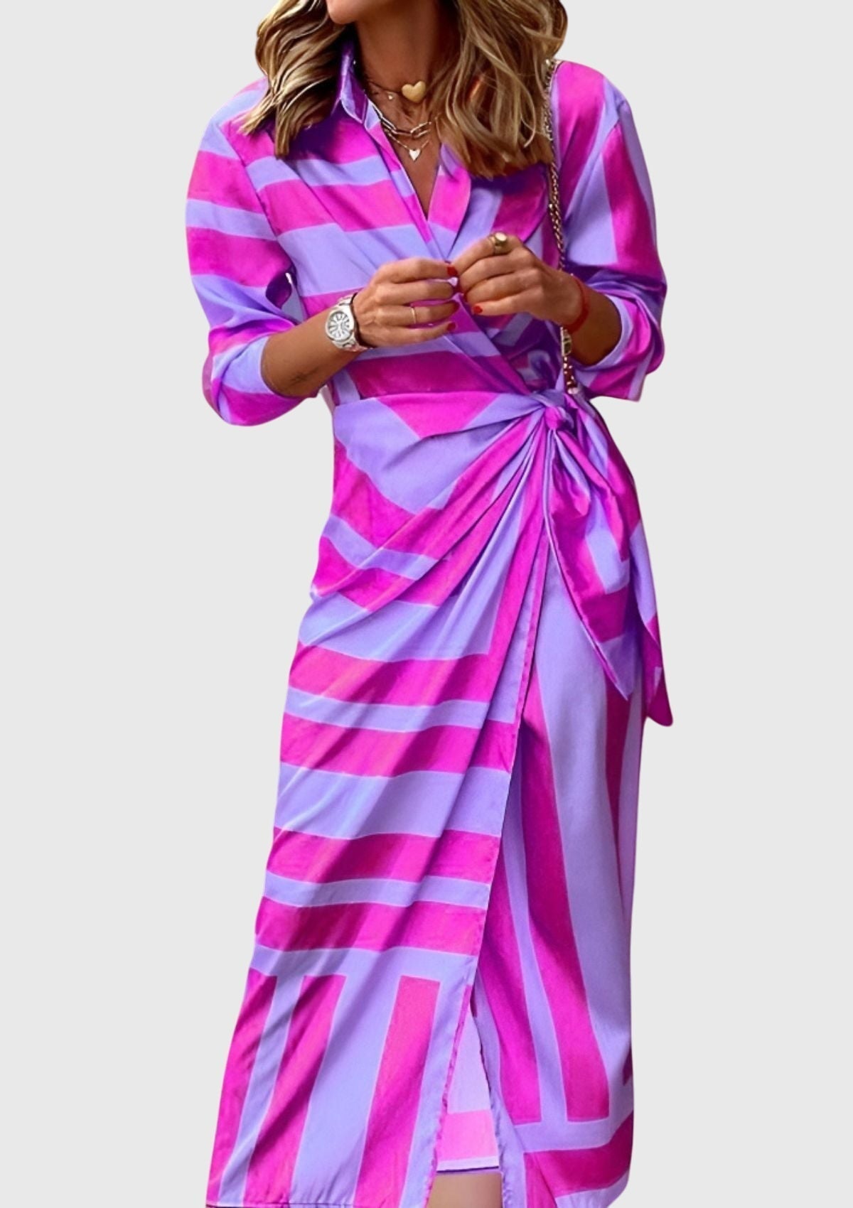 Clara - Women's Striped Wrap Dress