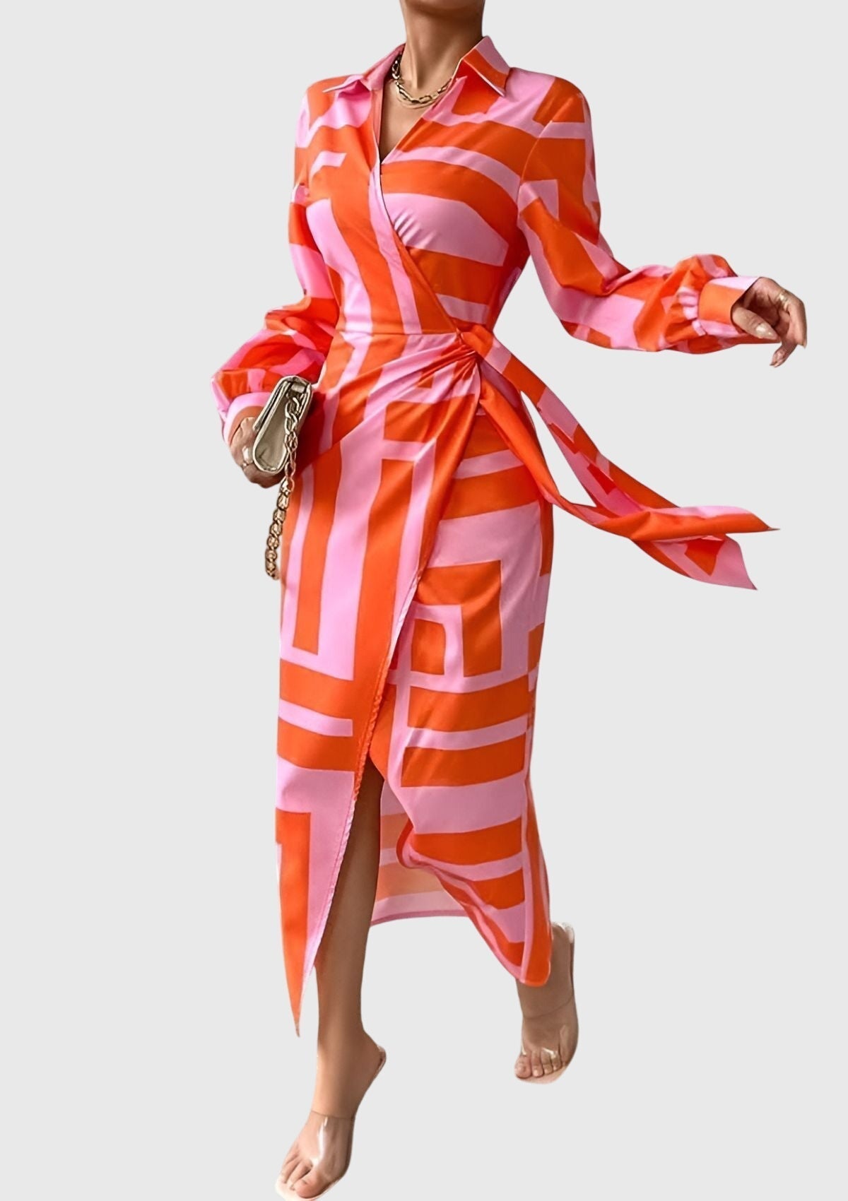 Clara - Women's Striped Wrap Dress