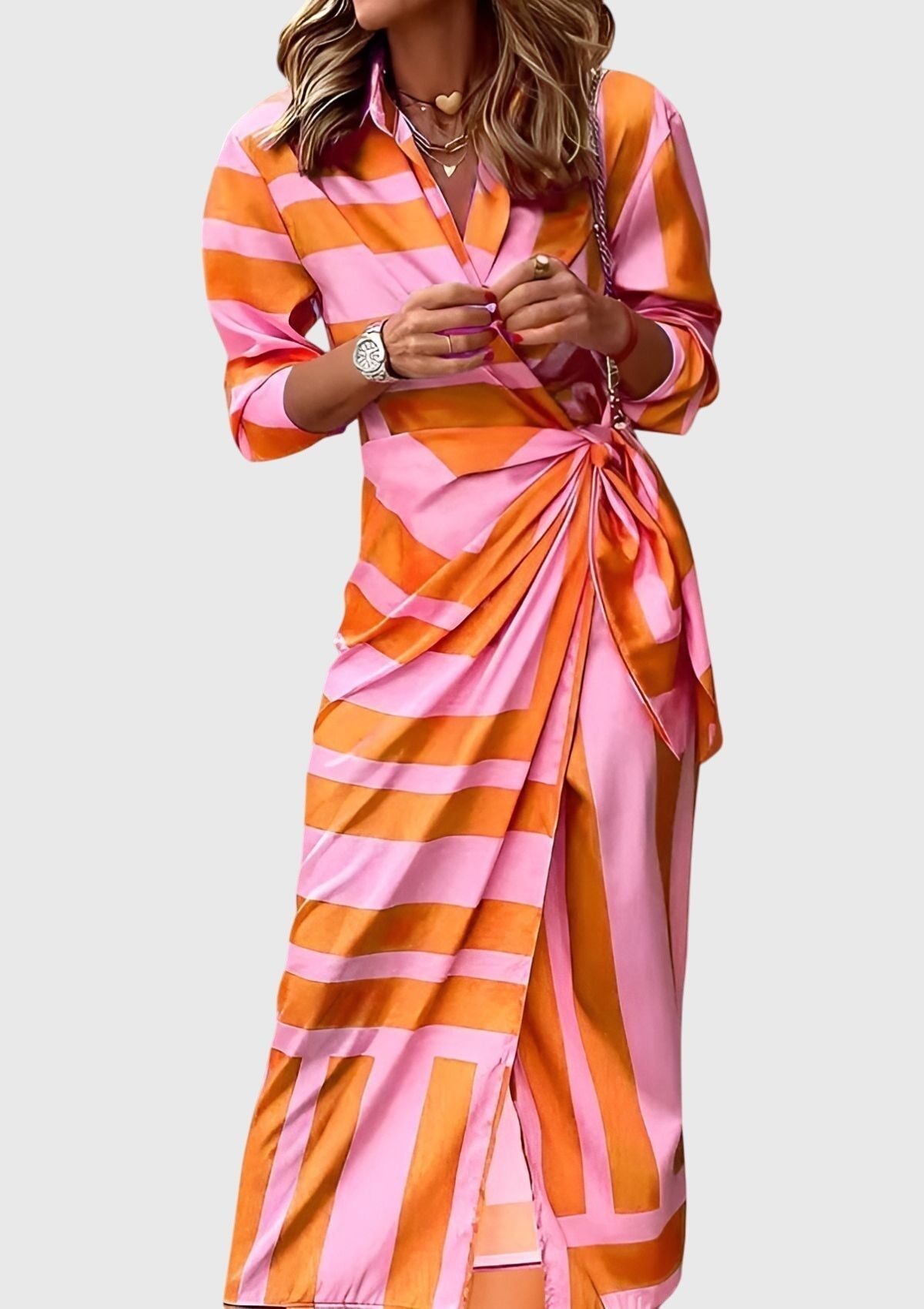 Clara - Women's Striped Wrap Dress