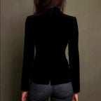 Clara - Women's Velvet Blazer with Embroidered Lapels