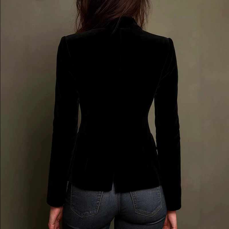 Clara - Women's Velvet Blazer with Embroidered Lapels