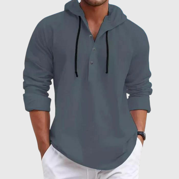 Clark - Men's Hooded Button Placket Shirt