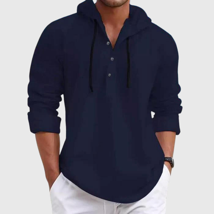 Clark - Men's Hooded Button Placket Shirt