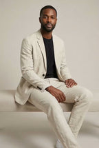 Cole - Men's Notch-Lapel Linen Blazer & Trouser Set