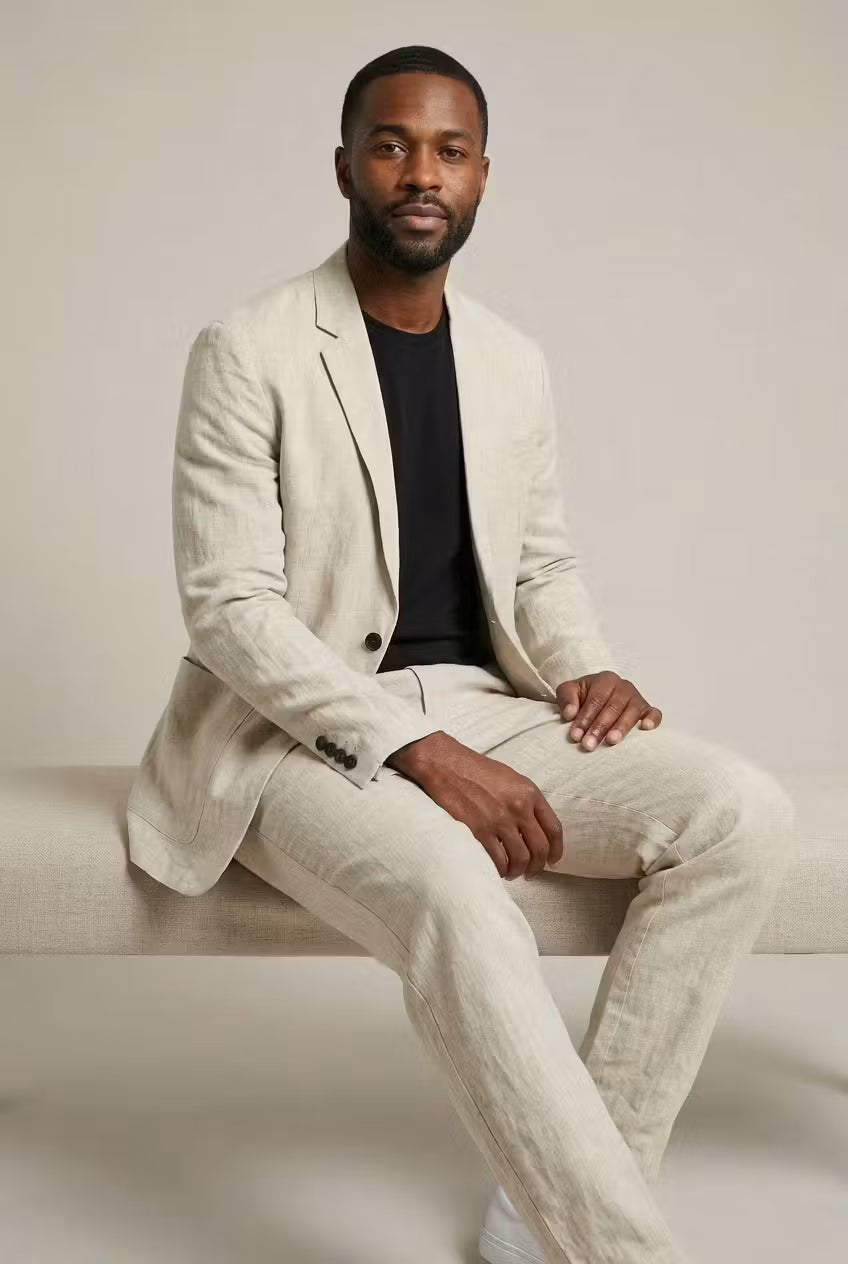 Cole - Men's Notch-Lapel Linen Blazer & Trouser Set