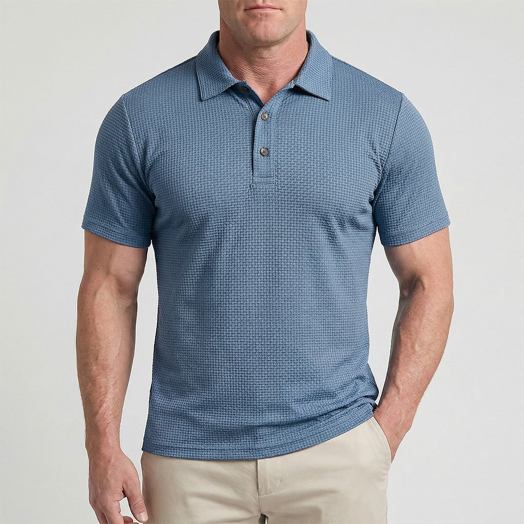Conrad - Men's Textured Polo Shirt with Stretch Weave