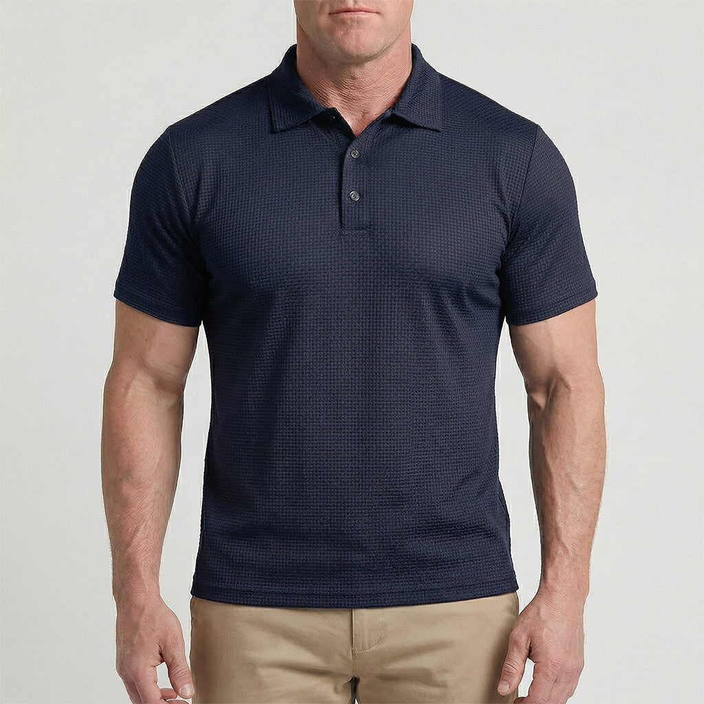 Conrad - Men's Textured Polo Shirt with Stretch Weave